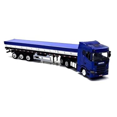 Imagem de Scania Caminhão com Carreta Azul, Modelo Diecast, Brinquedo Colecionável
