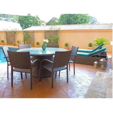 Imagem de Conjunto De Mesa De Alumínio E Fibra 1,80m + 8 Poltronas - Sarah Móvei