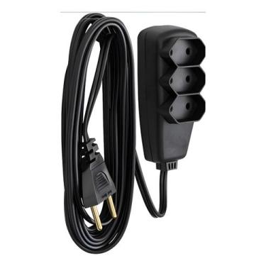 Imagem de Extensão Elétrica Annlux 3 Tomadas 10ampares 2 Metro Preto, Preto, 127