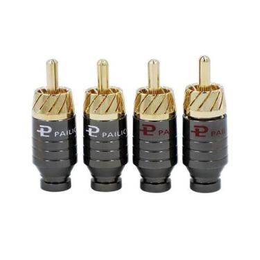 Imagem de Conector De Áudio RCA Banhado a Ouro 4 Peças Plugue Adaptador De Alto-