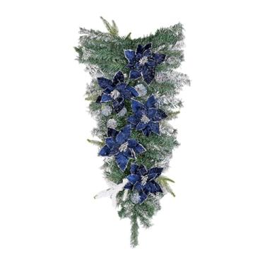 Imagem de rockible Decoração de parede em formato de lágrima de Natal, grande, para porta da frente, guirlanda artificial para escada, lareira, decoração de casa