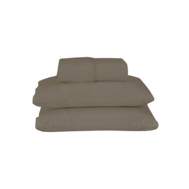 Imagem de Jogo de Lençol 3 Pçs Casal Padrão Dia a Dia Simples Liso Percal 180 Fios com Elástico (Marron)