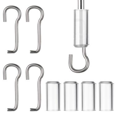 Imagem de 4 conjuntos de varinha de arame e manga para substituição de mini persianas horizontais com gancho, acessórios de reparo de persiana horizontal com peças de mini persianas quadradas de 2,5 cm