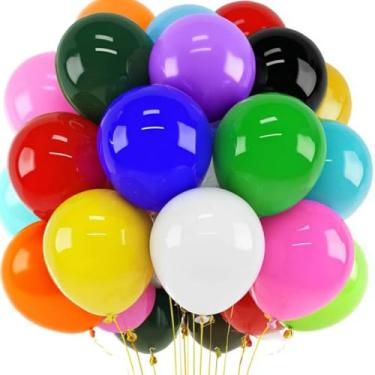 Imagem de Pacote com 70 balões de látex de 45,7 cm, 14 tipos de balões coloridos de festa a granel para aniversários, casamentos, chás de bebê e todos os eventos de festa