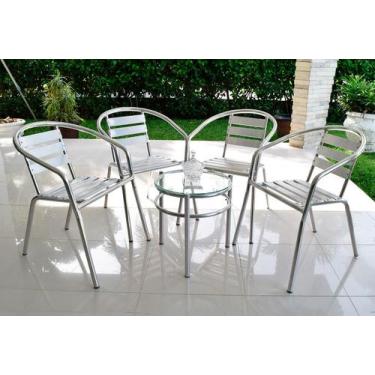 Imagem de Kit 4 Cadeiras 1 Mesa Alumínio Varanda Área Externa Jardim - Artfine G