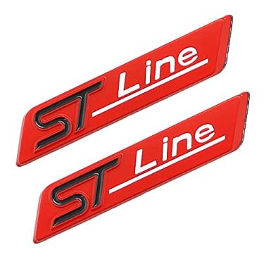 Imagem de 2 Pcs ST Line Emblem 3D Metal Badge Car Hood Truck Door Side Fender Rear Trunk Emblem Sticker Decals for Universal Ford Kuga 2018 Focus Mk3 Fiesta 2019 Ecosport 2009-2015 Mondeo (Red)