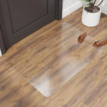 Imagem de SALLOUS Tapete de cadeira para pisos duros, tapete de cadeira de 101,6 cm x 127 cm para piso de madeira, protetor de piso rígido para escritório em casa, tapete de vinil impermeável para cadeiras de