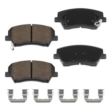 Imagem de HECHENQICHE Conjunto de pastilhas de freio dianteiras de cerâmica com ferragens para Hyundai Elantra GT, Veloster, Kia Forte 2017-2018, Forte Koup 2017, Forte5 2017-2018