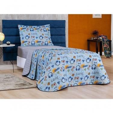 Imagem de Kit Colcha + Jogo De Cama Bouti Kids Solteiro Infantil 5 Peças 100% Poliéster - Game