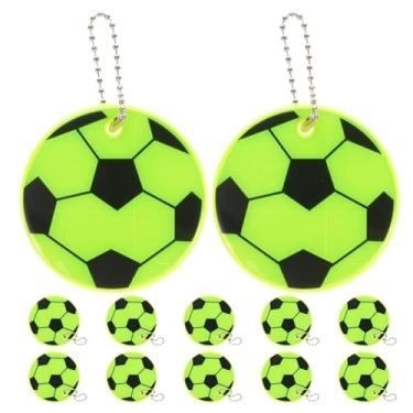 Imagem de POPETPOP 12 peças chaveiros refletivos de bola de futebol que brilham no escuro para crianças para lembrancinhas de festa, ciclismo, corrida ou mochilas escolares