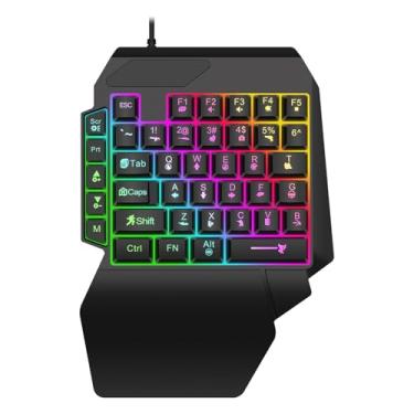 Imagem de Combo de teclado e mouse RGB para jogos com uma mão, mini teclado para jogos de 40 teclas, mouse de 6400 DPI, controle de jogo portátil para PC Gamer