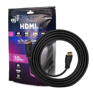 Imagem de Cabo Hdmi 2.0 4K High Speed 60Hz 10 Metros Hd4K100 Elg