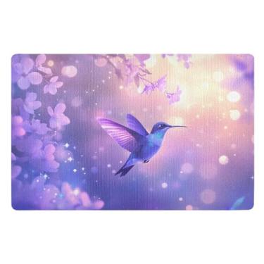 Imagem de Qilmy Lindo tapete de beija-flor para ambientes externos 81 x 50 cm, tapete de boas-vindas interno, tapetes de banho fofos, capacho frontal antiderrapante para entrada, pátio, áreas de alto tráfego