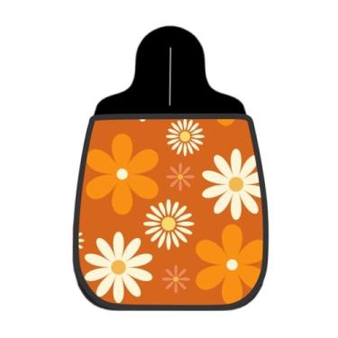 Imagem de Lixeira De Carro Organizador Lixinhocar Arte Margaridas Retro Laranja Anos 70