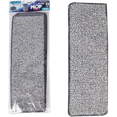 Imagem de Kit 04 Unidades Refil de Mop Flat em Microfibra, Cinza, 32,5x11,5cm, Limpeza Fácil Lavável Multiuso Esfregão Absorção Eficiente Resistente Durável Pisos Prático - Clean Tech