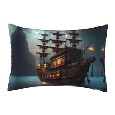 Imagem de Capa de travesseiro de fantasia com estampa de navio pirata para sala de estar primavera casa de fazenda para decoração de férias em casa