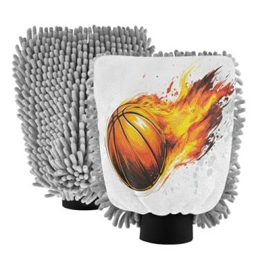 Imagem de STAYTOP Luvas de basquete Flame para lavagem de carro, 2 peças, luvas de microfibra de chenille, sem arranhões, panos de esponja de lavagem ultra absorventes para carros, limpeza doméstica - M
