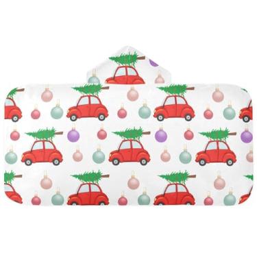 Imagem de Burbuja Toalha de banho com capuz de laço rosa para crianças, toalha de praia de pelúcia macia absorvente para chá de meninas e meninos 3-10 anos, 61 x 127 cm