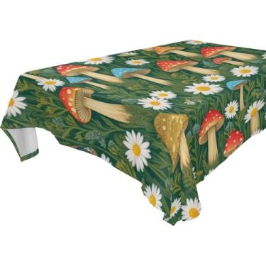 Imagem de Burbuja Toalha de mesa de margarida cogumelo, toalha de mesa retangular, anti-rugas, grossa para decoração de jantar, cozinha, festa, 137 x 183 cm