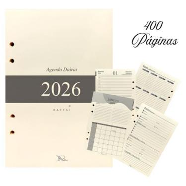 Imagem de Miolo Refil Agenda Tipo Fichário Diária 400 Páginas Raffai