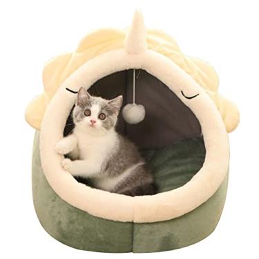 Imagem de Tapete de Ninho para Gato Semi-Fechado Removível e Lavável Cesta Cachorro Casa Caverna Cama com Balanço Pendurado Tecido Premium Macio Respirável Almofada Algodão PP Espesso Fundo Anti-Deslizante -Lad