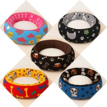 Imagem de Cama Pet Redonda Sherpa – Super Macia, Antiderrapante e Lavável | Formato Ninho para Gatos e Cães de Pequeno Porte(Divertidas Variadas,G (70x70))