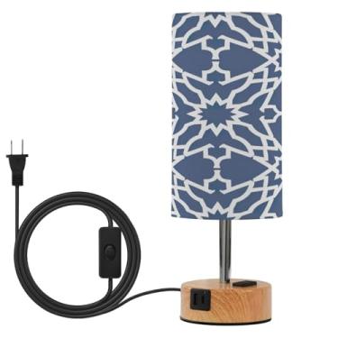 Imagem de Wassud Candeeiro de mesa de cabeceira de toque com textura azul marinho com 3 temperaturas de cor, luminária de mesa moderna com forro de sombra, luminária noturna para sala de estar, quarto