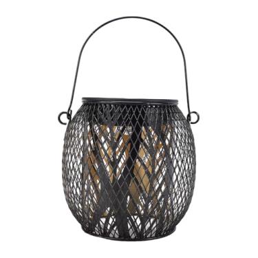 Imagem de Hyuduo Construção de Metal Com Lanterna Solar Externa Com Projeção de Padrão e Luz Suspensa de Jardim à Prova D'água IP65 para Caminho de Pátio e Decoração de Quintal