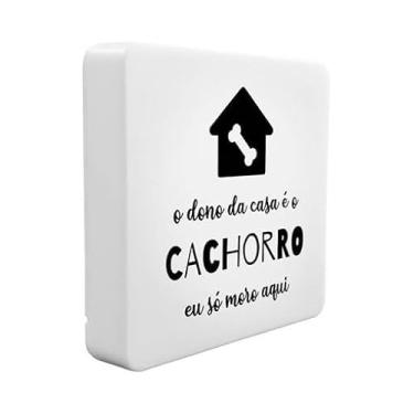 Imagem de Luminária Box Slim O Dono É O Cachorro USB – Decorativa, Luz Suave, Bivolt, 20x18x5 cm