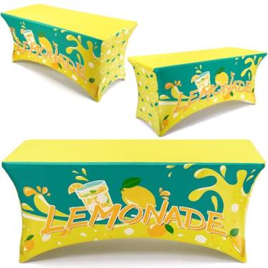 Imagem de Hahafelt 3 toalhas de mesa de limão para uso interno e externo, à prova d'água, retangular, limões amarelos, toalha de mesa descartável, à prova de óleo, para verão, praia, piquenique, festa, 182 x 76