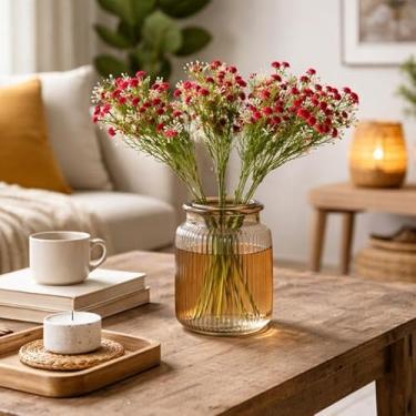 Imagem de Arranjo de Flor Mosquitinho Decorativa, Vermelho e Branco, Plástico, 34cm, Kit com 4 Unidades