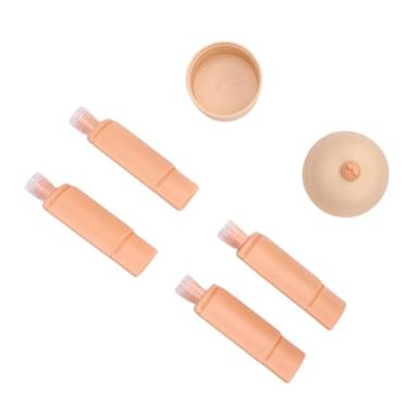 Imagem de TARSHYRY Garrafas de Viagem 4 Em 1, Recipientes Recarregáveis ​​à Prova de Vazamento para Produtos de Higiene Pessoal Com Conjunto de Dispensador, para Shampoo, Condicionador, Loção de (Cor pele)