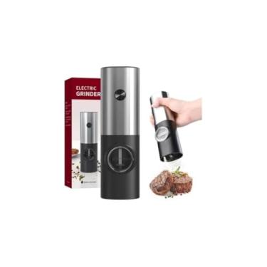 Imagem de Master Cheff Moedor de Tempero Elétrico Premium, Inox com Visor de Vidro, 22cm x 5,5cm, Pilhas AA