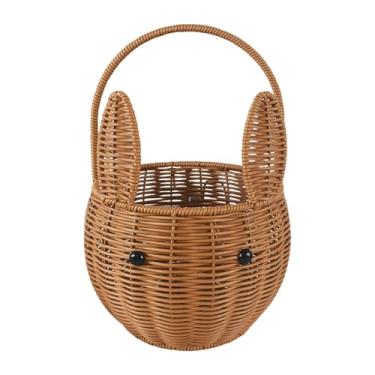 Imagem de Llazsybz Cesto de Armazenamento Portátil para Organizar Lanches, Imitação de Rattan, Multiuso, com Alça, Cestos Trançados para Armário, Restaurante, L