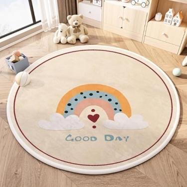 Imagem de TEMBR Round Kids Play Mat Rainbow Baby Nursery Rug Round Educational Alphabet Soft Area Rug Non Slip for Children Toddlers Bedroom (Round 31.5")
