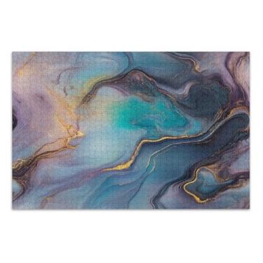 Imagem de Golden Marble Flow Quebra-cabeça preto 1000 peças adulto, jogos de quebra-cabeça com letras na parte de trás