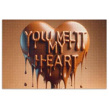 Imagem de Quebra-cabeça de coração de chocolate derretido, 500 peças, para adultos, jogos, presentes, mordaça, presente, decoração colorida, pintura