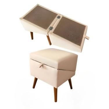 Imagem de Pufe Rampa Pet 2 em 1 Apoio Confortável e Seguro para Cachorros e Gatos Subir no Sofá e Móveis Altos(bege)