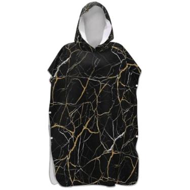 Imagem de Joisal Poncho de surf de mármore preto para adultos trocador plus size ponchos de praia para homens toalha floral com capuz de praia
