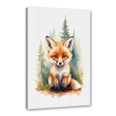 Imagem de Arte de parede de berçário botânico fofo safári floresta nebulosa urso coelho raposa lobo guaxinim cervo girafa zebra tigre aquarela decoração de quarto infantil (SKU3,12 x 40,6 cm = (30 x 40 cm