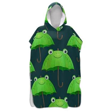 Imagem de Trocador de poncho de surfe para adultos, toalha de natação com capuz, fofo, reutilizável, guarda-chuvas verdes, sapo, ponchos de praia para homens
