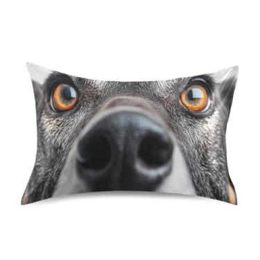 Imagem de Fronhas de cetim fofas engraçadas cachorrinho preto rei rainha padrão fronhas personalizadas refrescantes sonolento capa tamanho padrão 66 cm x 50 cm