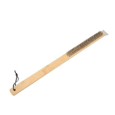 Imagem de Alomejor Escova para Forno de Pizza, Cabo de Escova de Arame de Aço Inoxidável Com Raspador para Pedra de Pizza e Manutenção de Churrasqueira (22,6 pol.)