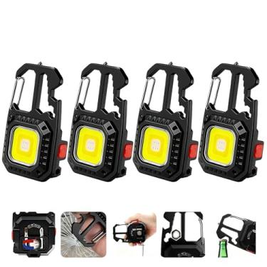 Imagem de MAKDAK Chaveiro Cob Luz de trabalho – 4 peças EDC chaveiro lanterna recarregável, lanterna super brilhante para reparo de carro, emergência (preto)