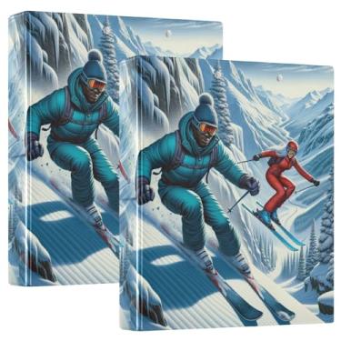 Imagem de Fichário de neve para esquiadores com prancheta com bolsos, pequeno fichário de três anéis 27 x 31,5 cm, material escolar estético