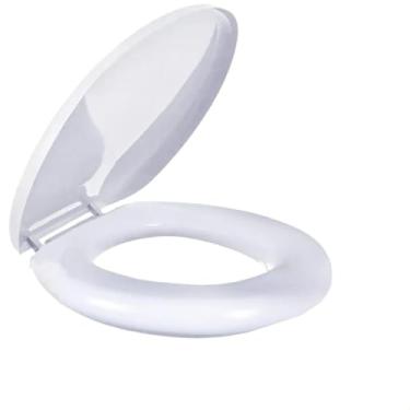 Imagem de Assento Privada Almofadado Tampa Vaso Sanitário Branco Banheiro Regulável