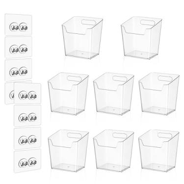 Imagem de Pacote com 8 organizadores de porta de armário de cozinha, organizador de temperos para despensa, caixas de armazenamento de plástico, suporte de parede adesivo pequeno, organizador de maquiagem para