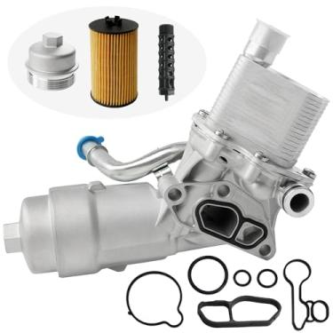 Imagem de Adaptador de montagem do filtro do refrigerador de óleo do motor com junta, inserção de filtro, tampa de alumínio compatível com 1.4L Turbo 2011-2021 Chevy Cruze Sonic Trax Buick Encore Substituir