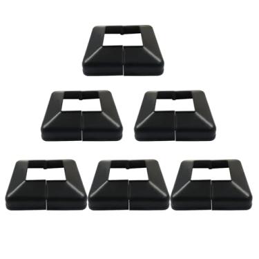 Imagem de Piutouyar Placa de cobertura de base preta para trilhos de 60 mm/2,36 polegadas, base de flange de plástico capa de saia para cerca, corrimão de escada, corrimão, flange de piso (design aberto)