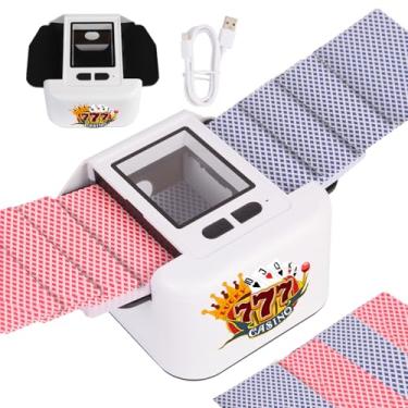 Imagem de Buldoospok Baralhador automático de cartões, 1-2 baralhos silenciosos e 2000 mAH USB-C recarregável, embaralhador de cartões automático/manual de um clique para UNO Poker Blackjack Skip-Bo Phase 10